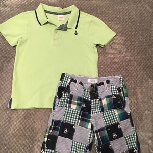 Gymboree Boys Outfit - Green Polo and Shorts